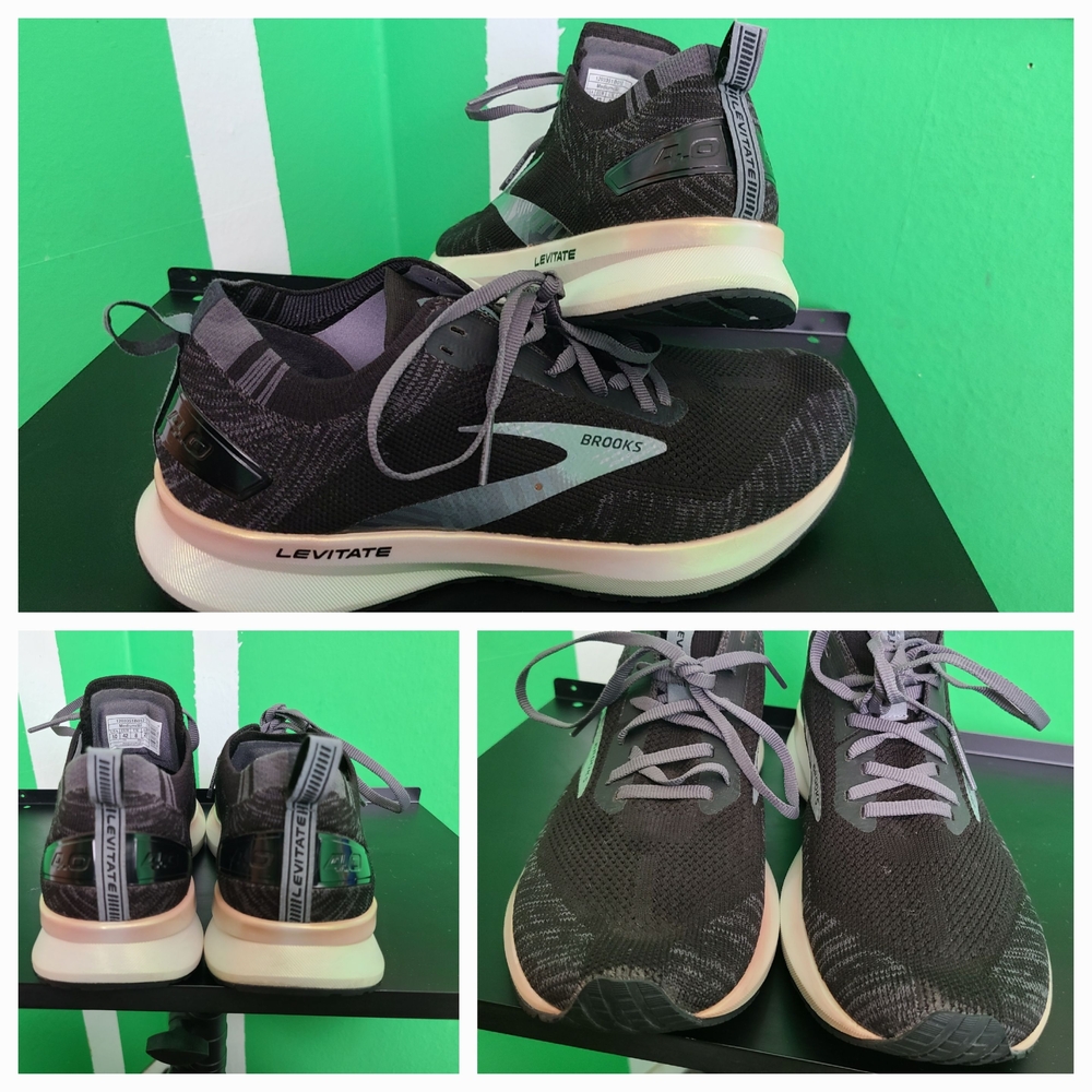 Brooks Levitate Men’s 10 Running Shoes – Black/Grey – DNA AMP Cushioning